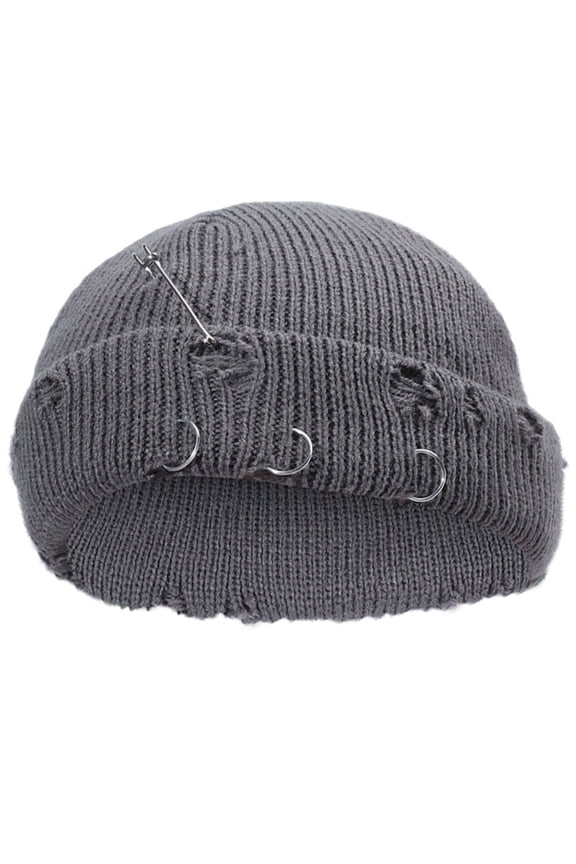 Gothic Beanie Winter Knit Hats Trendy Metal Pin Hip Hop Streetwear Harajuku Y2k Skull Cap Fashion Warm Thick Skullcap Unisex