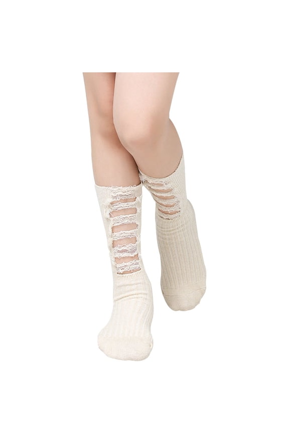 Gothic Ripped Mid Tube Socks, Pile Pile Socks Knitted Socks Y2k Hot Women Punk Harajuku Clothing Accessories