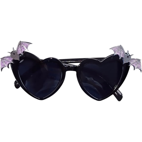 vlrwzc Halloween Bat Heart Shaped Sunglasses Vintage Heart Sunglasses Goth Bat Party Glasses Eyewear for Halloween Party Accessories