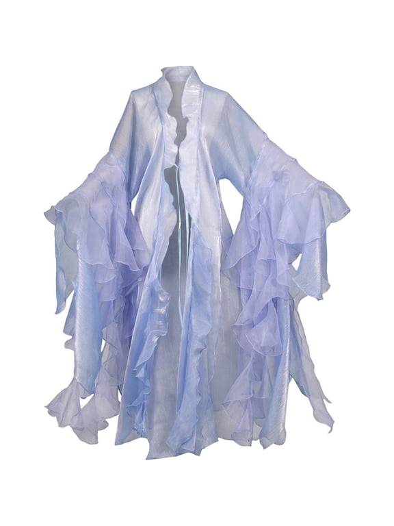 Hanfu Outer Robe Chinese Sheer Gown Open Front Length Cardigan for Traditional Han Dynasty Themed Party Fancy Dress Outfit