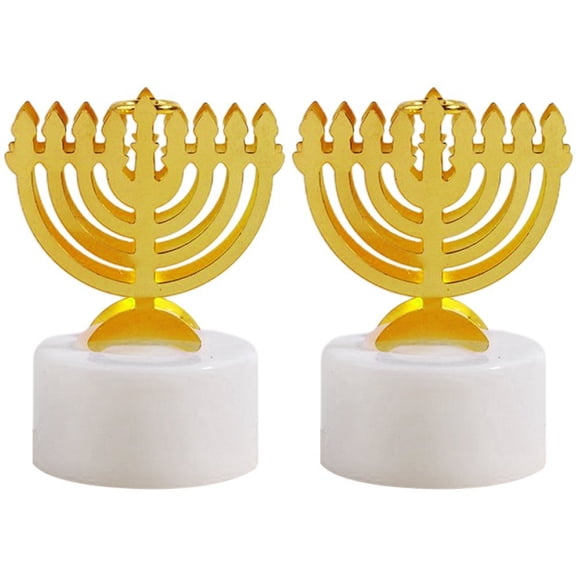 vlrwzc Hanukkah Menorah, 2PCS Judaism Hanukkah Decor Led Candle Light, Battery-operated Chanukah Lights Candle Holder for Religious Prayer Party Decor