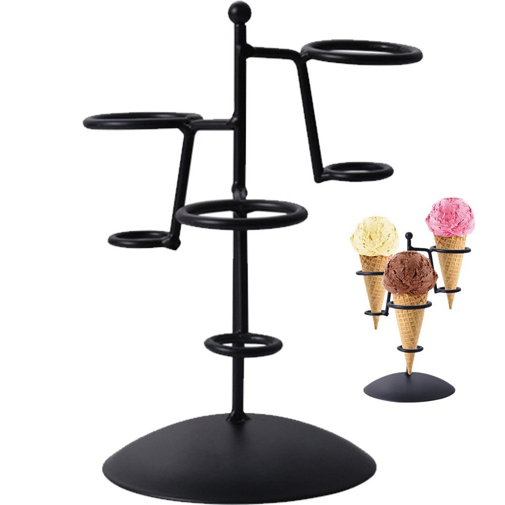 vlrwzc Ice Cream Cone Holder Reusable Waffle Cone Stand with Base Metal ...