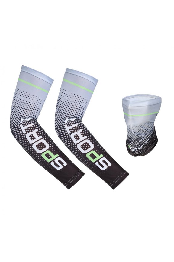 Ice Silk Sleeve and Face Mask Set- Sunscreen UV Protection Anti-Slip Cooling Arm Sleeves and Face Cover for Outdoor Cool Sport Cycling
