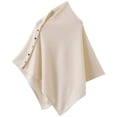 thumbnail image 1 of vlrwzc Irregular Warm Shawl with Button Elegant Knitted Shawl Fashion Oversized Cape for Spring Autumn Winter Clothing Accessory, 1 of 7