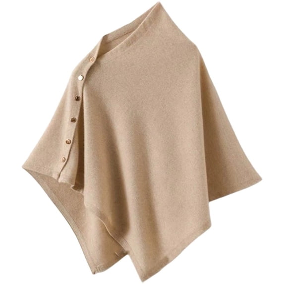 vlrwzc Irregular Warm Shawl with Button Elegant Knitted Shawl Fashion Oversized Cape for Spring Autumn Winter Clothing Accessory