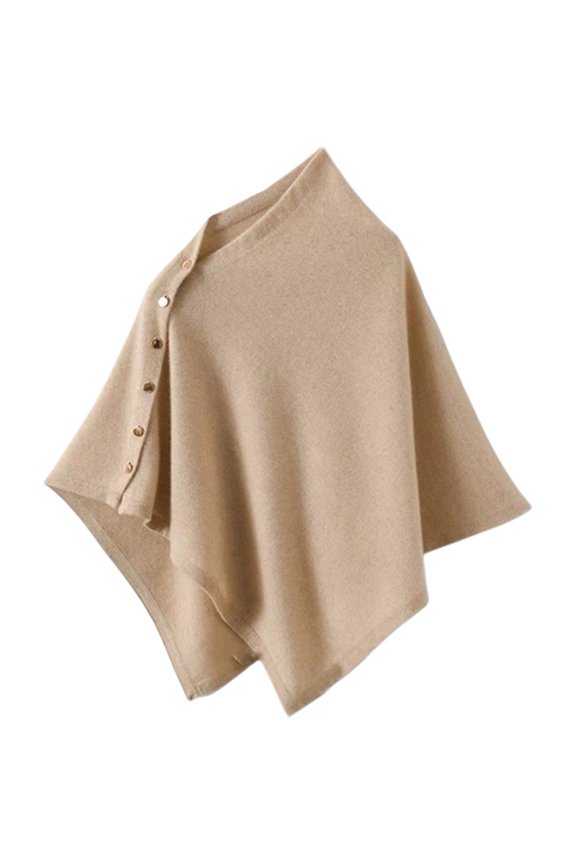 Irregular Warm Shawl with Button Elegant Knitted Shawl Fashion Oversized Cape for Spring Autumn Winter Clothing Accessory