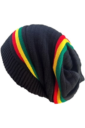 Jamaica Hat Jamaican Rasta Hats Fashion Rasta Beanie Hat Winter Hats Ribbed Knitted Hat Peaked Cap Two Ring Ribbed Knit for Woman
