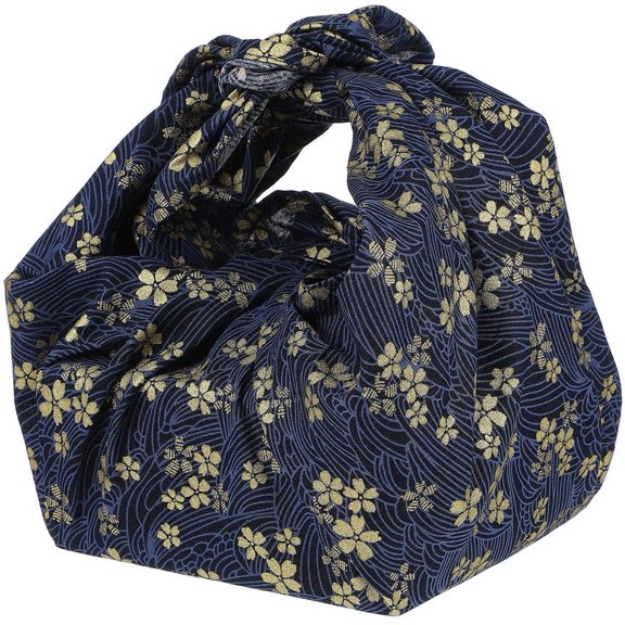 vlrwzc Japanese Style Cotton Bento Wrapping Cloth, Reusable Lunch Box Wrap and Gift Cloth, Blue Floral, 70x70 cm, 1 Piece