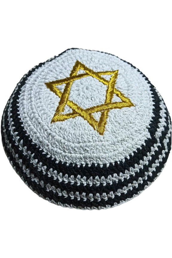Jewish Kippah Black, Hand Made Yarmulke Judaism, Embroidered Yarmulka Hat, Yamaka Kippah Cap Jewish skullcap for Adult,