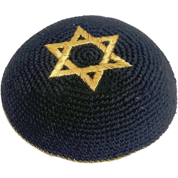 vlrwzc Knitted Kippah with Star of David Embroidery for Men