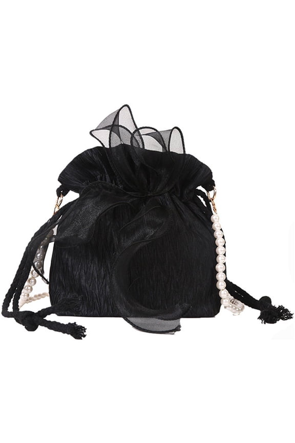 Lace Bow Tote Bag White Pearl Handle Bag Evening Clutch Bag Summer Bucket Crossbody Bag Women Supply for Daily Matching