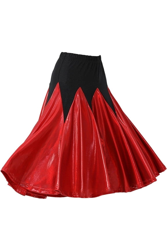 Latin Dance Skirt Large Swing Pleated Skirt Stage Performamnce for Ballroom Rumba Samba Tango Chacha Dancewear