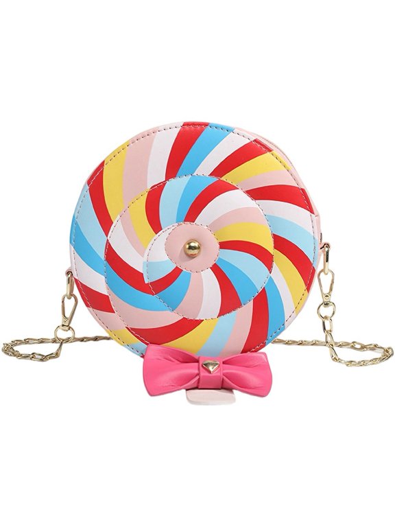 Lollipop Shaped Crossbody Bag with Chain Strap, Candy Design PU Leather Shoulder Purse for Women