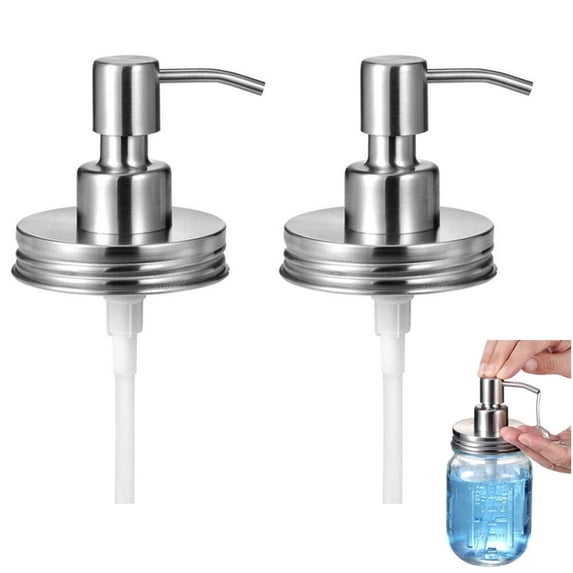 vlrwzc Mason Jar Soap Dispenser Lids 2PCS Stainless Steel Pump Silver
