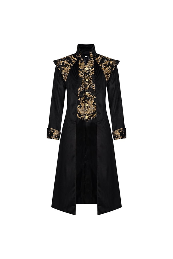 Men Steampunk Vintage Jacket, Gothic Victorian Frock Coat, Medieval Assassin Pirate Long Trench Coat Cosplay Halloween party