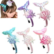 vlrwzc Mermaid Tail Headband 6pcs Sequin Hairband Mermaid Hair Accessories Animal Theme Party Supplies for Women