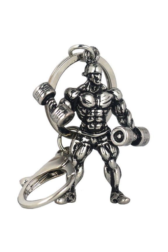 Metal Keychain Strong Man Dumbbell Keychain Men Fitness Bodybuilding Key Chains For Car Keys