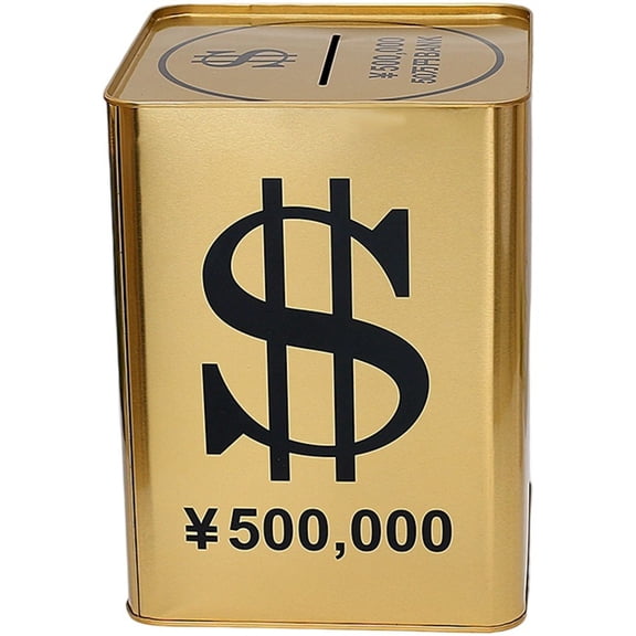 vlrwzc Metal Piggy Bank Gold Large Money Boxes Saving Coin Money Box Square Coin Saving Pot for Adult