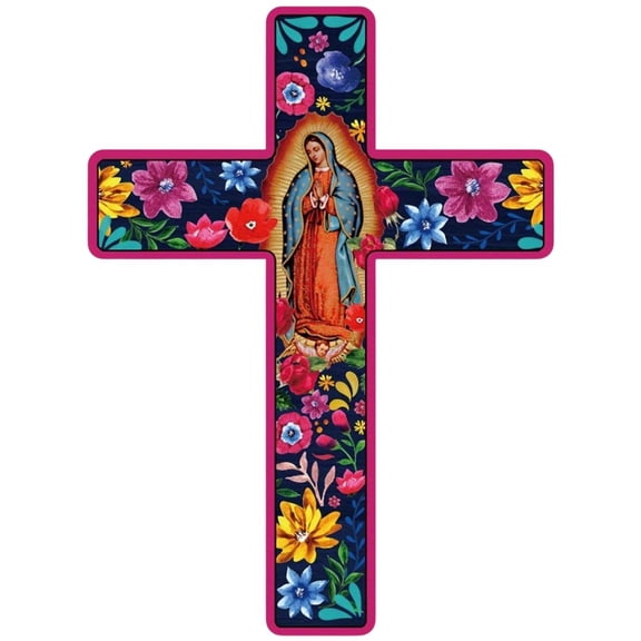 vlrwzc Mexican Crucifix Wood Cross Wall Decor, Day Of The Dead Decoration Wooden Wall Mounted Cross For Home Church Dia De Muertos