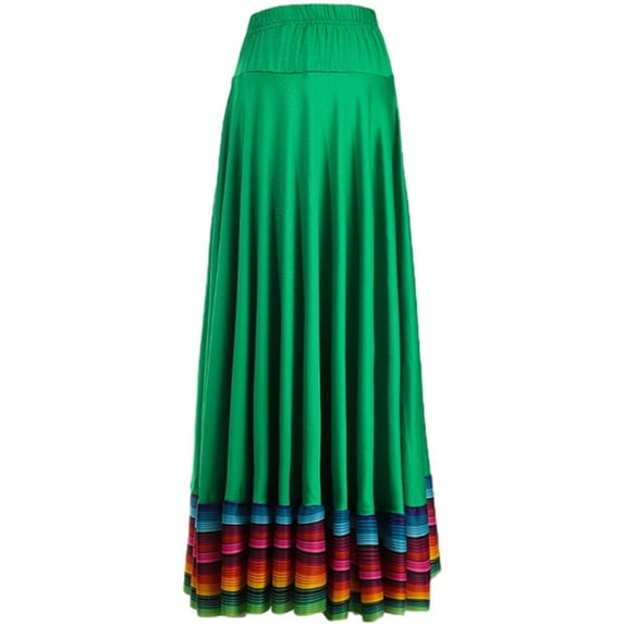 vlrwzc Mexican Folklorico Dance Skirts Colorful Big Swing Long Skirts Spanish Flamenco Dancewear for Women