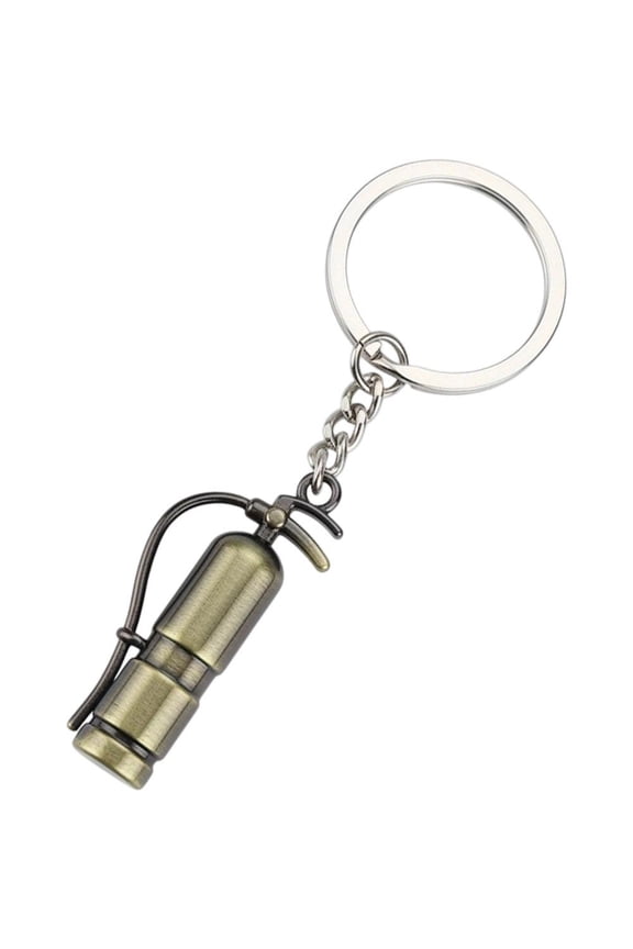 Mini Fire Extinguisher Alloy Keychain, Firefighter Themed Bag Charm Pendant Gift