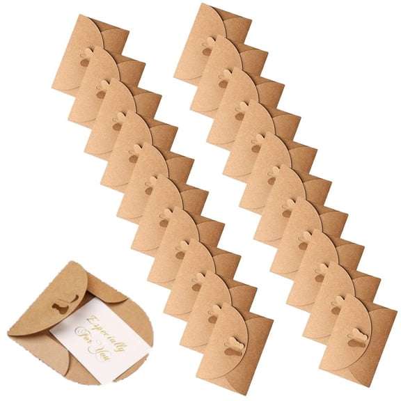 vlrwzc Mini Gift Card Envelopes 20pcs Handmade Seed Envelopes with Heart Clasp Kraft Paper Envelopes for Thank You Notes Gift Cards