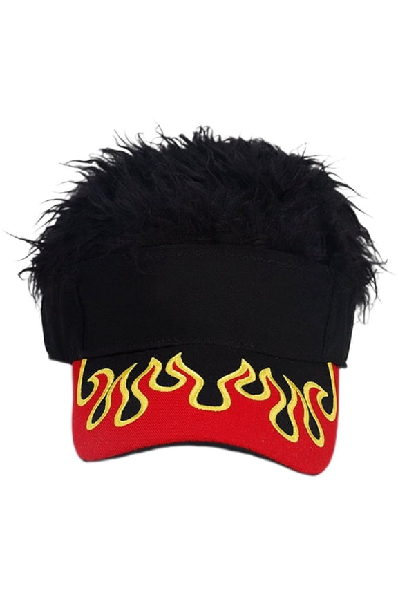 Novelty Spiked Hair Visor Sun Hat Embroidered Wigs Baseball Cap Adjustable Men Duckbill Hat with Fake Hair for Outdoor