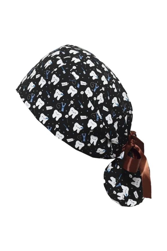 Nurse Cap, Unisex Surgical Head Cover, Cotton Medical Scrub Hat, Cartoon Print Surgery Hat Adjustable Doctor Cap