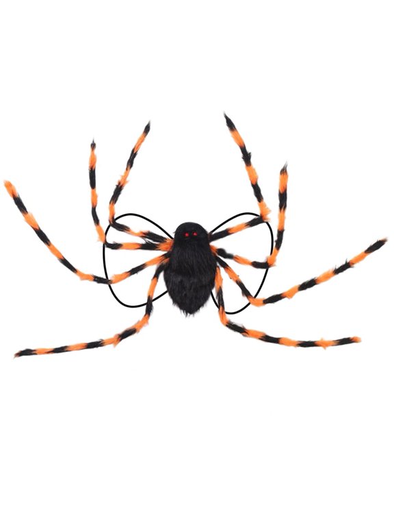 Orange Plush Spider Backpack Halloween Trick or Treat Candy Bag Spooky Party Carry Pouch