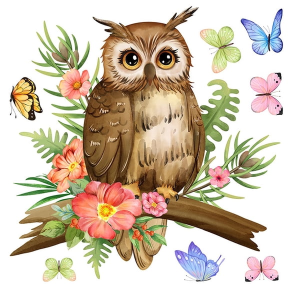vlrwzc Owl Tree Branch Wall Stickers Butterfly Flower Wall Decals Removable Sticker Wall Decor for Bedroom Window Kitchen Living Room