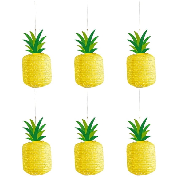 vlrwzc Paper Yellow Pineapple Lantern 6-Pack Hanging Fruit Decoration for Birthday Summer Hawaiian Tropical Party 1-Set