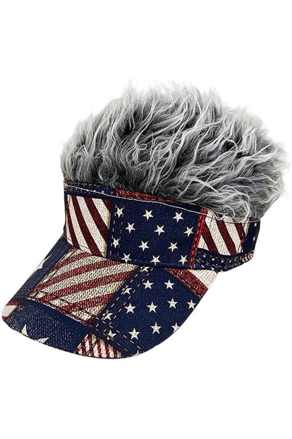Patriotic Wig Hat Retro Flag Wig Cap Spiked Hair Sun Hat for Funny Patriotic Parties Outdoor Event Hair Accessory
