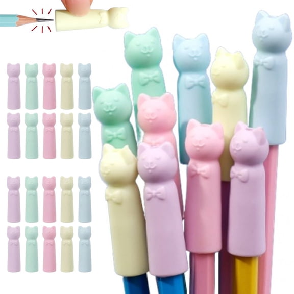 vlrwzc Pencils Caps, 30Pcs Pencils Toppers Cat Pencil Tip Protector Pencil Extender Holder Replacement Stationery