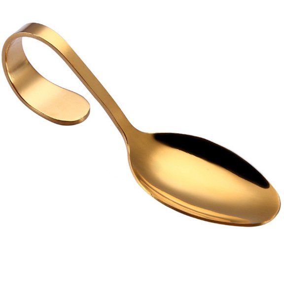 vlrwzc Portable Stainless Steel Hotel Buffet Kitchen Spoons Curved Handle Dessert Soup Spoon Cutlery Kitchen Tools