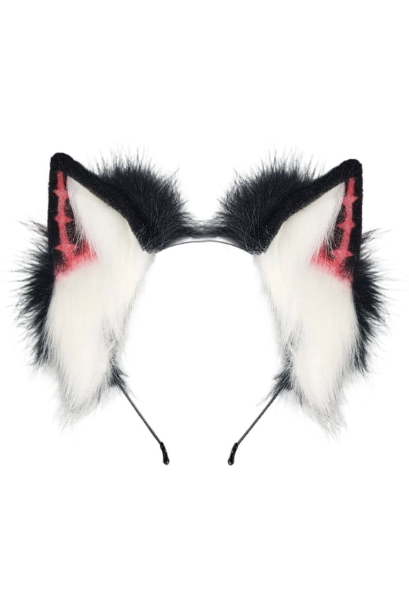 Punk Dark Style Wolf Ears Shape Headband Soft Plush Animal Theme Hair Accessory