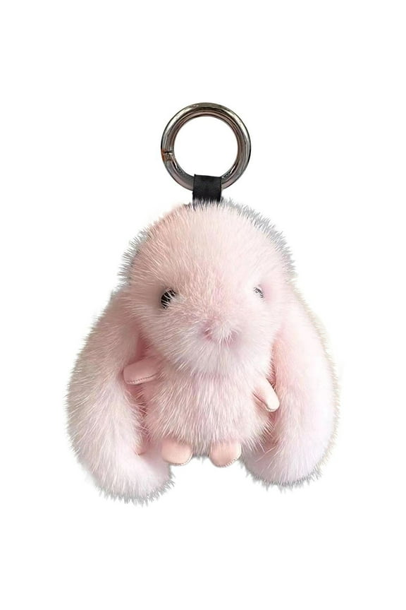 Rabbit Keychain Mink Bunny Keychain Easter Rabbit Keyringry Key Chain Fuzzy Pendant Animal Plush Keyring for Women