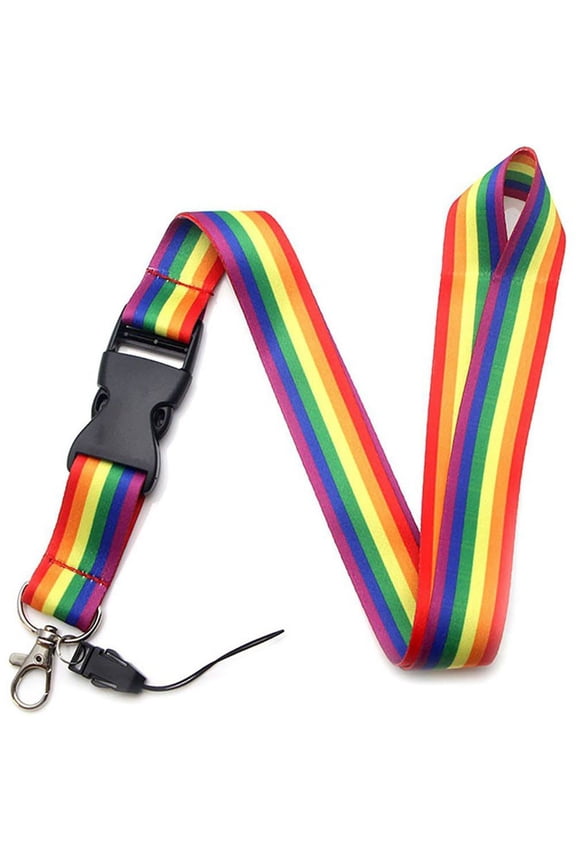 Rainbow Pattern Lanyard Keychain ID Badge Clip Key Lanyard, Detachable Buckle Release Safety Lanyard for ID Badge, Key