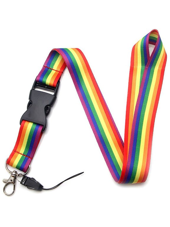 Rainbow Pattern Lanyard Keychain ID Badge Clip Key Lanyard, Detachable Buckle Release Safety Lanyard for ID Badge, Key