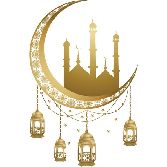 vlrwzc Ramadan Wall Stickers Islamic Muslim Wall Decals Eid Mubarak Ramadan Lantern Moon Wall Stickers Decor for Home Living Room Bedroom Decorations
