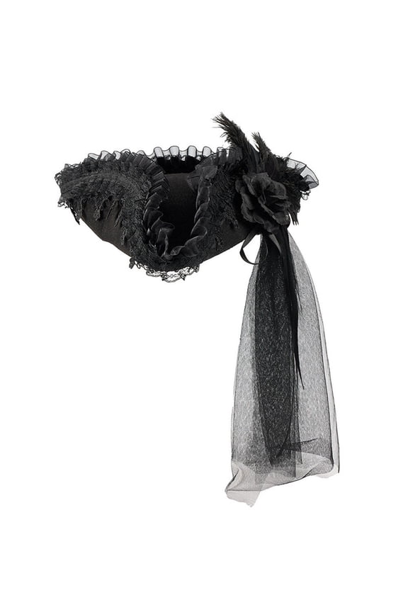 Renaissance Pirate Hat with Lace Brim Steampunk Style Cap Accessories for Pirates