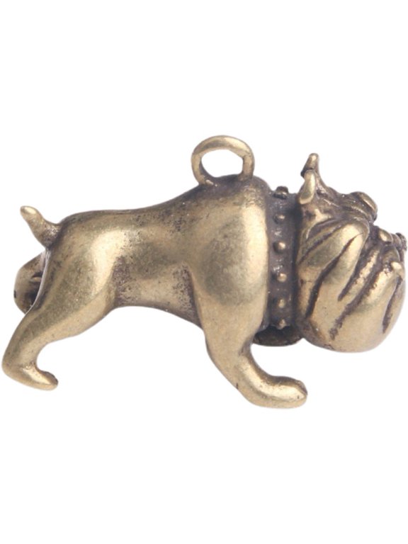 Retro Bulldog Keyring Brass Keychain Puppy Pendant Cute Metal Small Dog Puppy Key Chain Brass Pendant Decorative Hanging Decor for Keyring Accessory