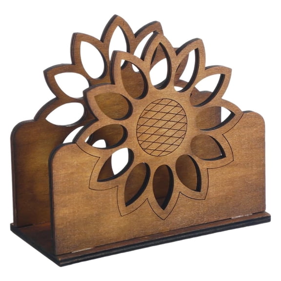 vlrwzc Retro Style Wooden Sunflower Napkin Holder Decorative Napkin Storage Box Detachable Business Card Stand Tabletop Organizer for Kitchen Dining Room