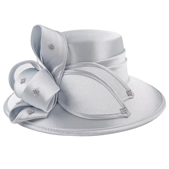 vlrwzc Satin Cloth Church Hat Women Wide Brim Hat Elegant Wedding Photography Hat Female Banquet Fancy Fascinator Formal Hat