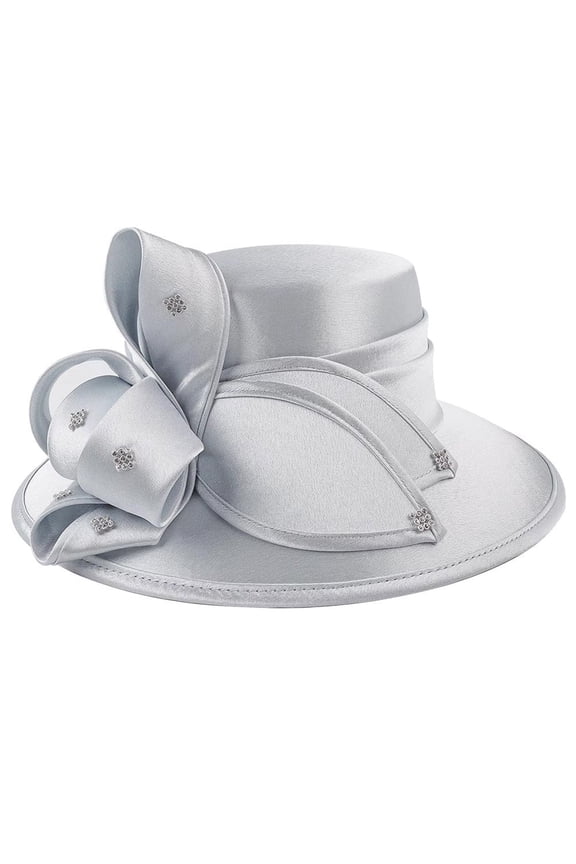 Satin Cloth Church Hat Women Wide Brim Hat Elegant Wedding Photography Hat Female Banquet Fancy Fascinator Formal Hat