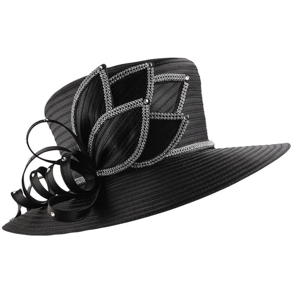 vlrwzc Satin Derby Church Hat With Rhinestone Bow Wedding Tea Party Hat