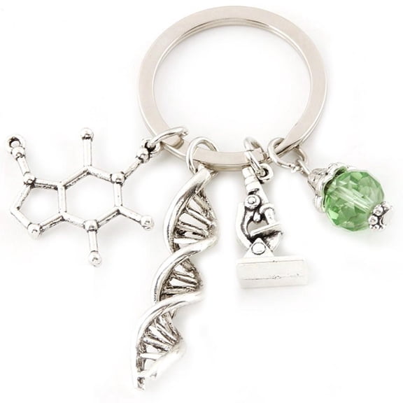 vlrwzc Science Jewelry Microscopes DNA Doctor Pendants Neuron Key Chains Anatomy Neurology Biology Key Ring Gift
