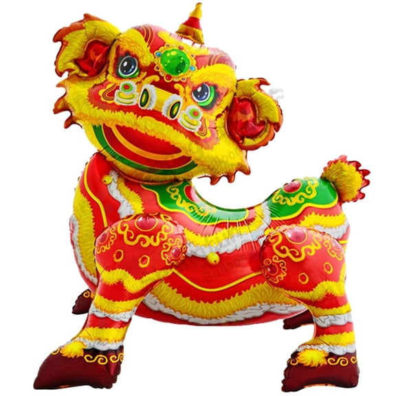 vlrwzc Self-Standing Chinese New Year Balloons, Traditional 3D Large Chinese Lion Dance Foil Balloon for Spring Festival Year Celebration Chinese New Year Gift Party Decorations
