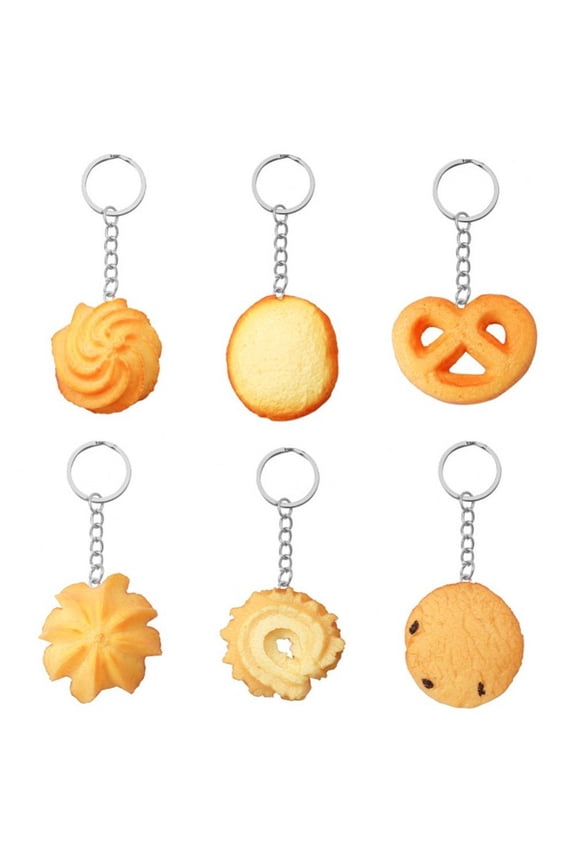 Simulation Pastry Keychain Butter Cookies Keychain Snacks Model Key Chain Bag Pendant Jewelry Pastry Gift