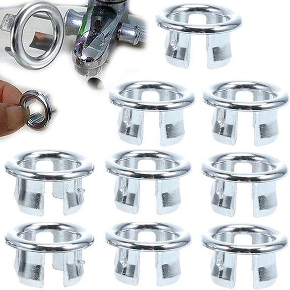 vlrwzc Sink Overflow Ring 9pcs Overflow Cap Cover Chrome Sink Insert in Hole Spares Kitchen Bathroom Round Overflow Cover Basin Trim
