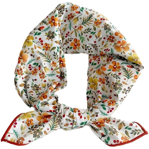 vlrwzc Soft Women Scarf Cotton Linen Small Square Hijab Neck Square Bandana Headband Neckerchief Floral Print Hair Scarf Female Headscarf
